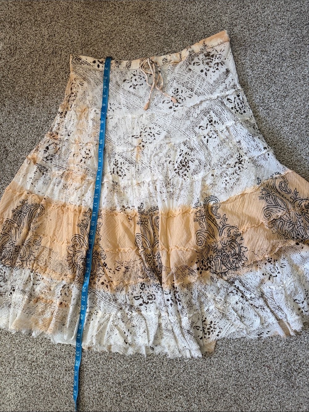 Metro Wear - Large - Cream and Tan Tiered Maxi Skirt - Picture 11 of 12